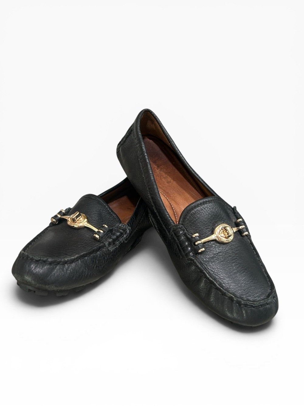 Coach Arlene Turnlock Driving Moccasins Loafers Black Pebble Leather Size 6 - Picture 7 of 10